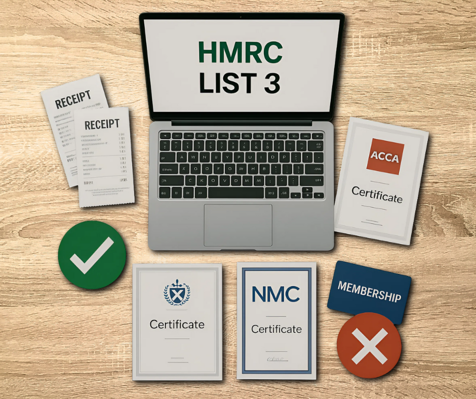 Expense reimbursement for professional fees and HMRC-approved subscriptions