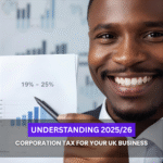 UK Corporation Tax rates chart for 2025/26 showing small profits, main, and marginal relief rates