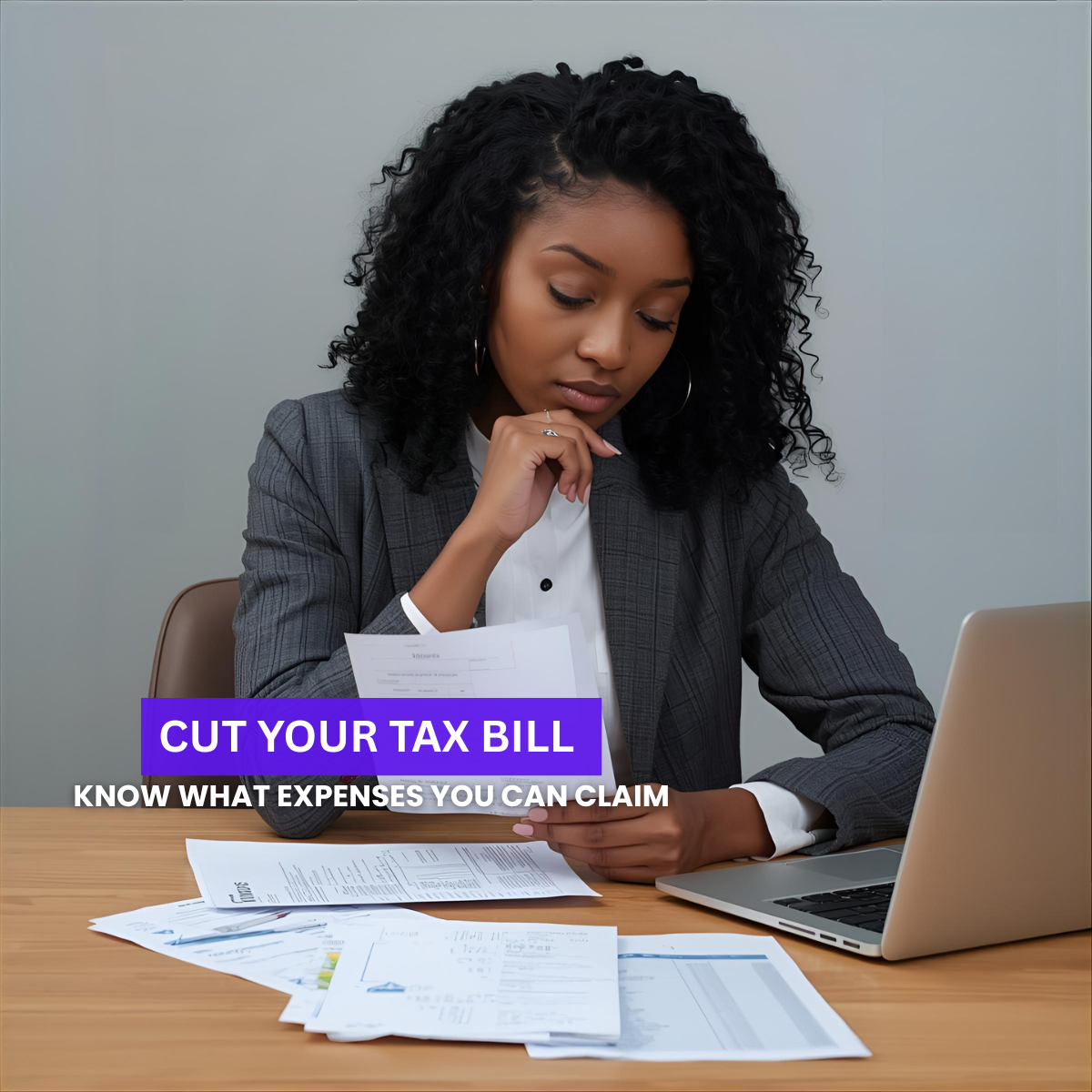 UK business owner reviewing receipts for allowable expenses