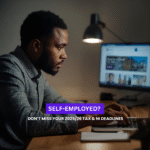 Self-employed UK worker calculating 2025/26 tax and National Insurance