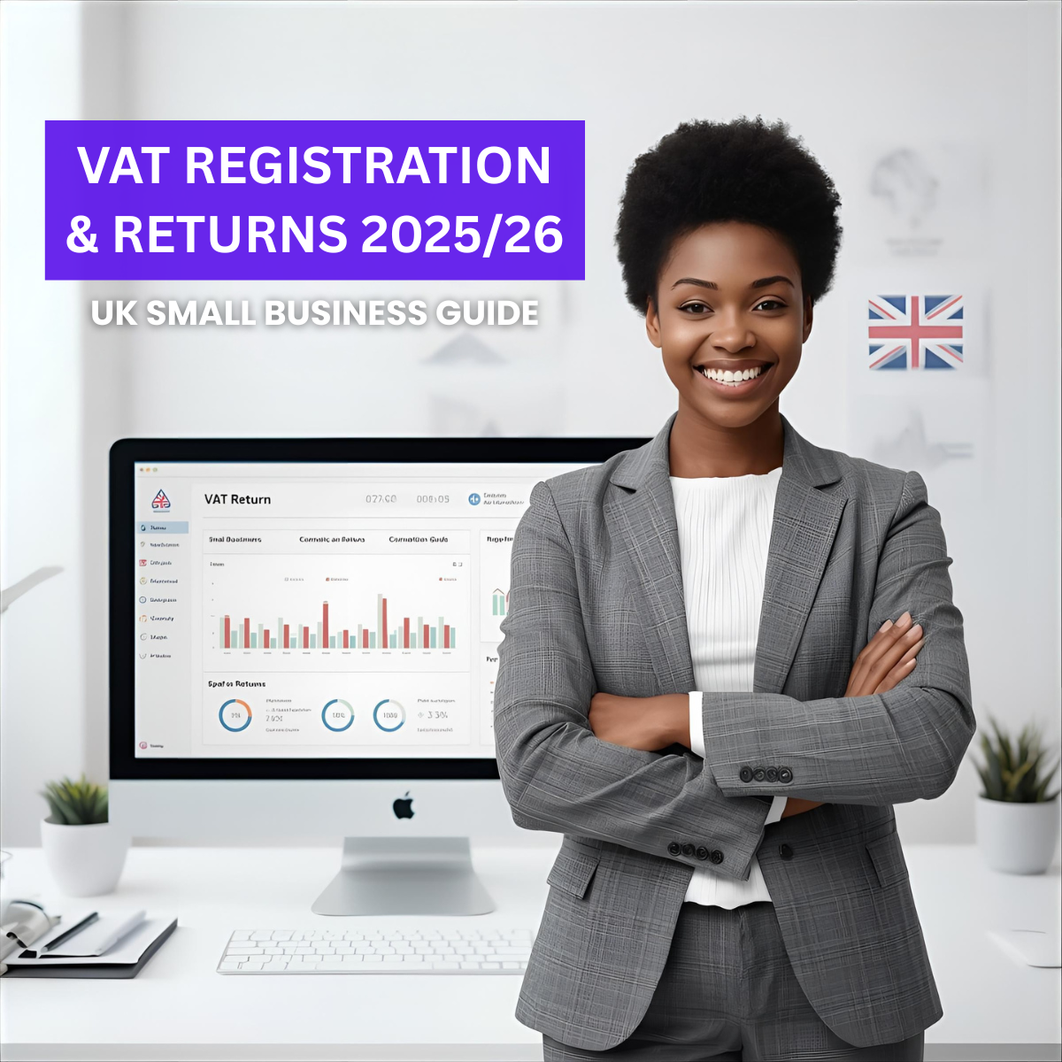 UK small business owner registering for VAT online through HMRC portal.
