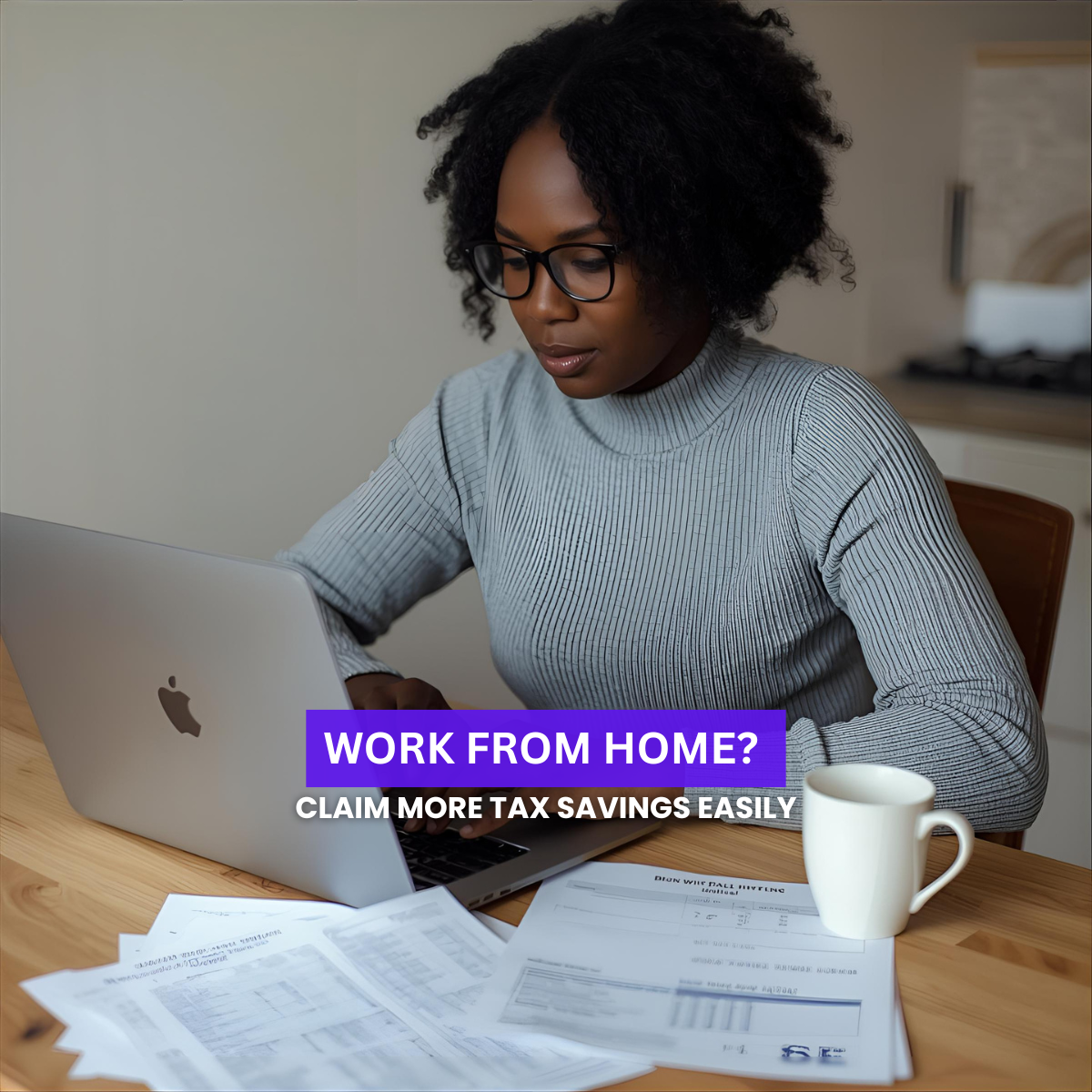 Person working from home calculating simplified expenses
