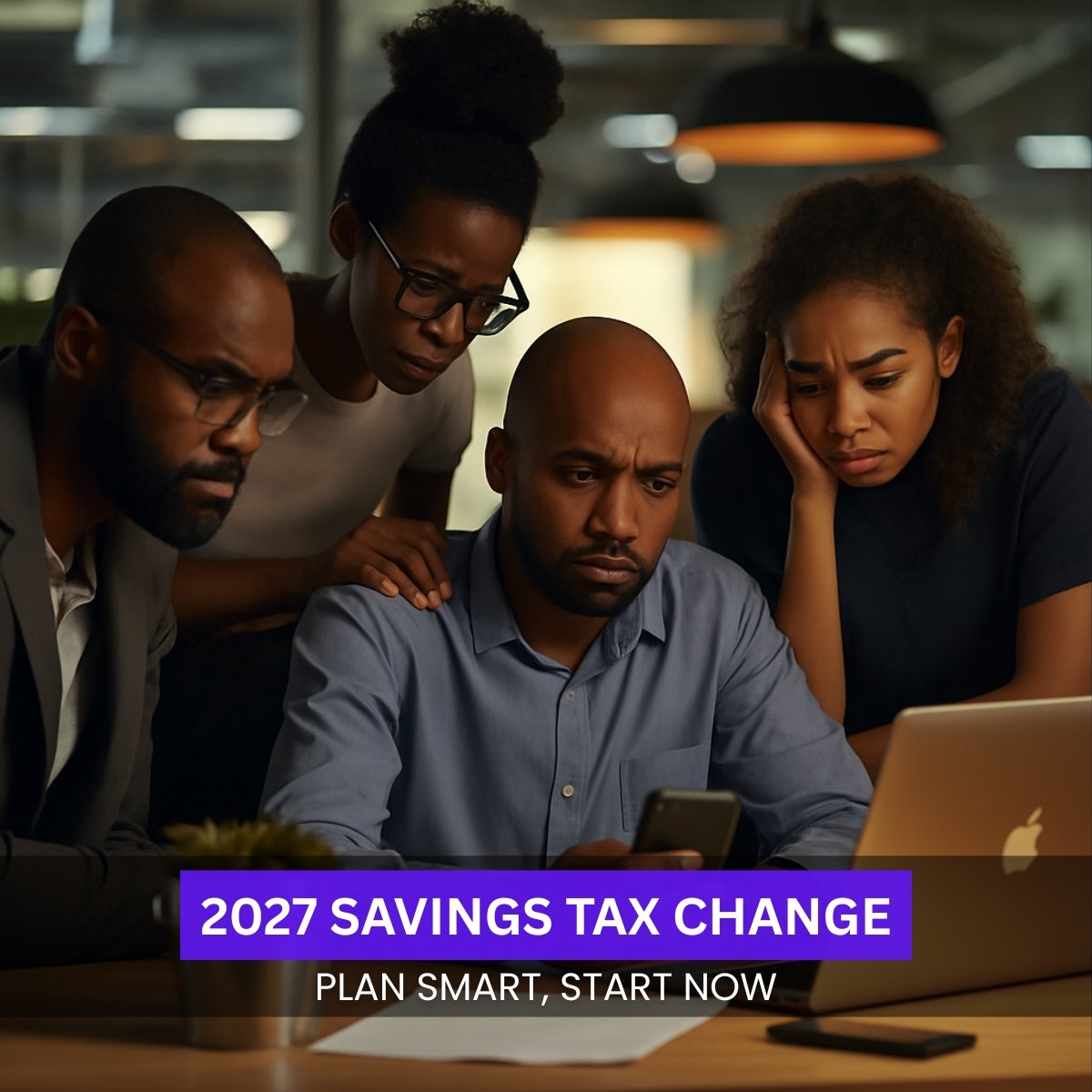 People reviewing financial documents in response to upcoming savings tax changes in 2027